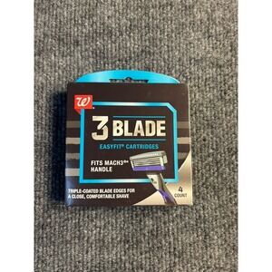 Walgreens 3 Blade Easyfit Cartridges 4 Pack Fits Mach3  4 Total Blades Free Ship